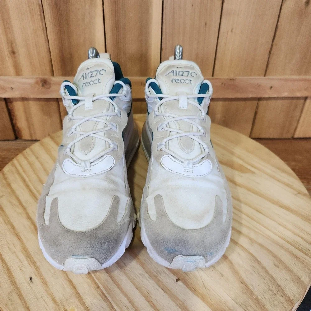 Nike Air Max 270 React Shoes Mens 6 White Teal Running Sneakers CK4885-991